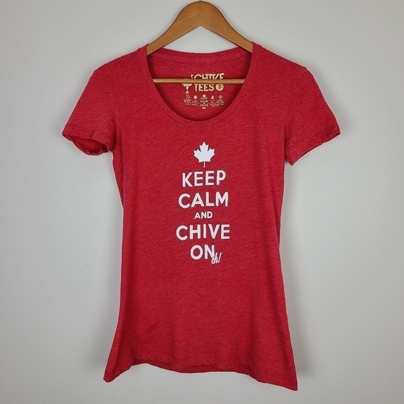 The Chive Red Keep Calm and Chive On Eh! T-Shirt Small - Picture 9 of 16